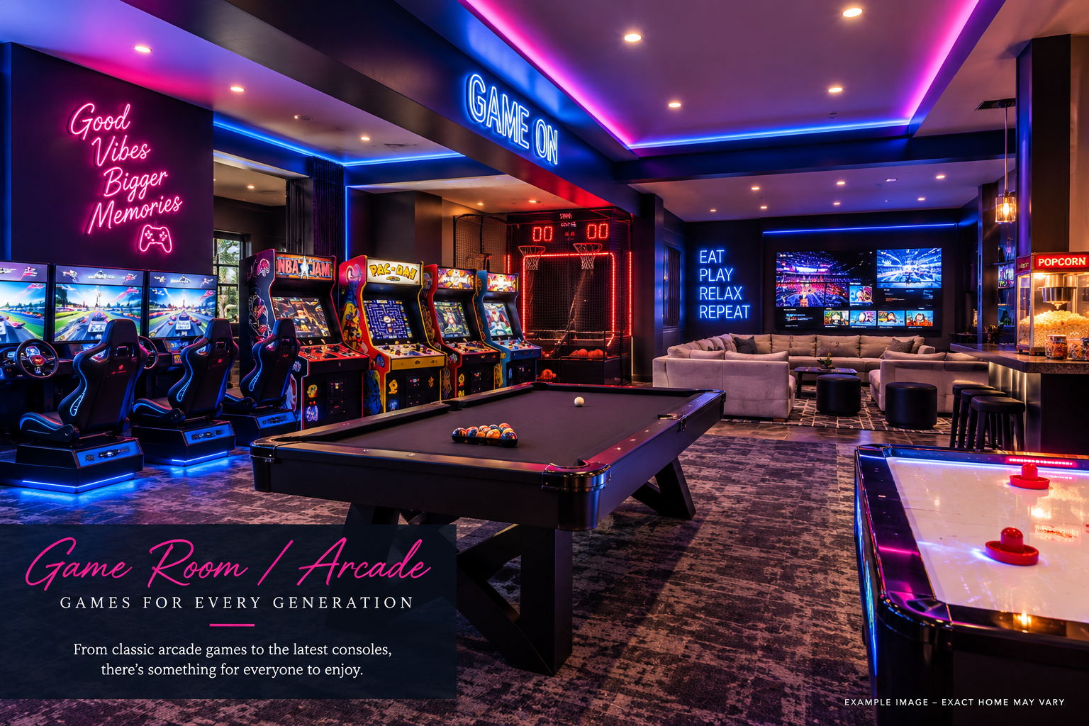 Example game room with pool table